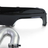 Achterdiffusor geschikt voor BMW F10 F11 520 525 530 - Glanzend zwart - RVS V8-uitlaatpijpen