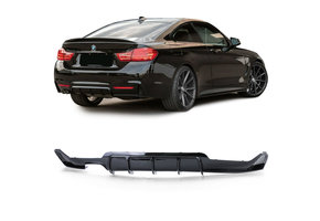Achterdiffusor - BMW F32 F33 F36 - Zwarte glans - Met uitlaatuitsparing links