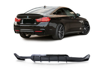 Achterdiffusor - BMW F32 F33 F36 - Zwarte glans - Met uitlaatuitsparing links