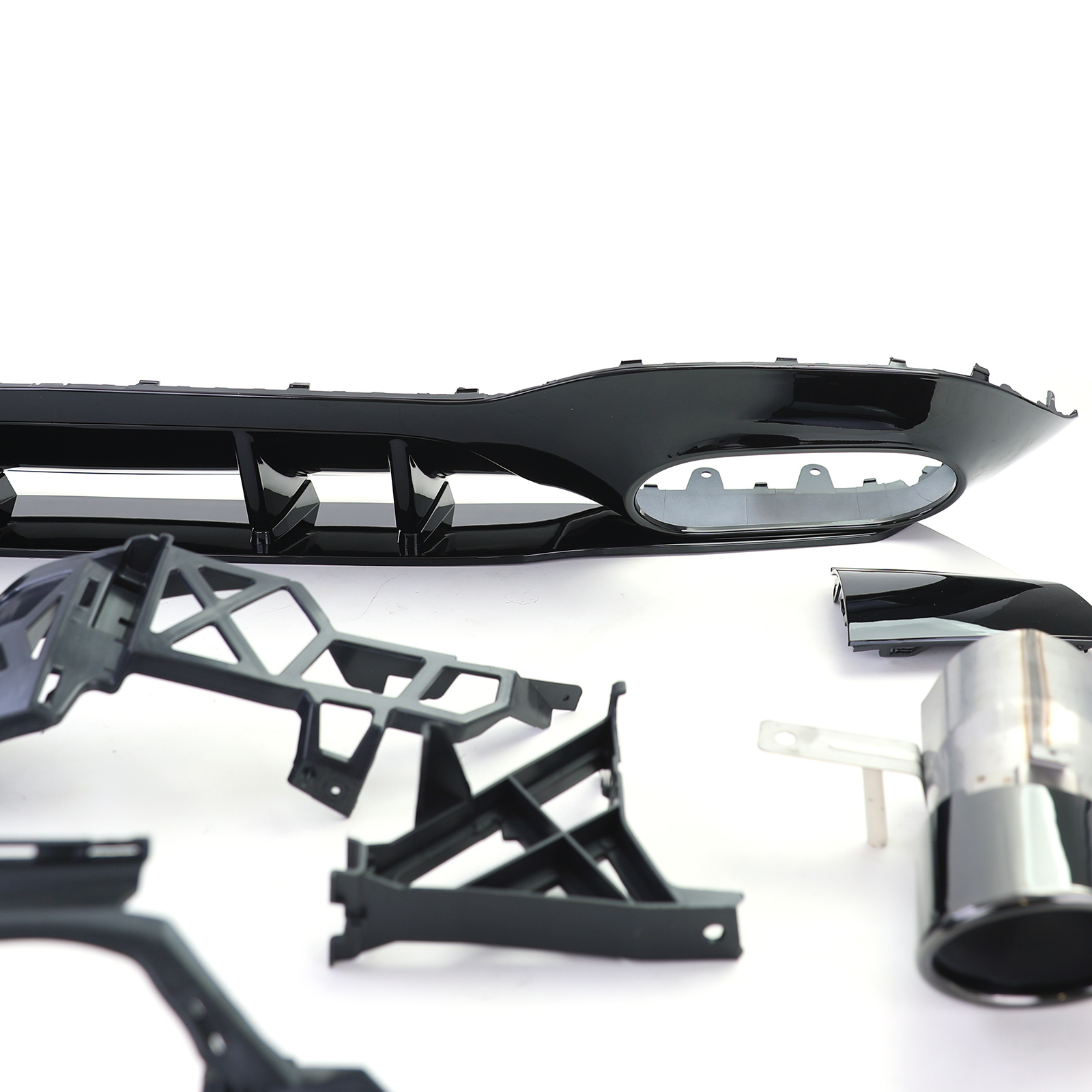 Achterdiffusor geschikt voor Mercedes A-klasse W177 - Sport optiek - Incl. uitlaatpijpen, zwart