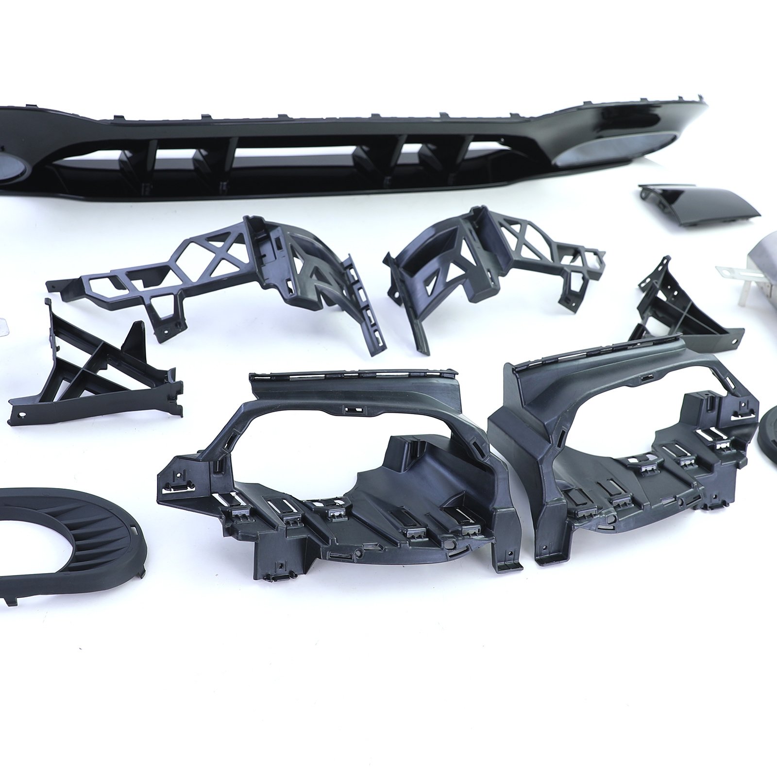 Achterdiffusor geschikt voor Mercedes A-klasse W177 - Sport optiek - Incl. uitlaatpijpen, zwart