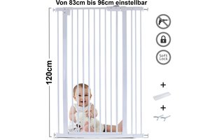 Traphek 83-96cm - metaal - wit - 120cm hoog