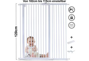 Traphek 102-115cm - metaal - wit - 120cm hoog