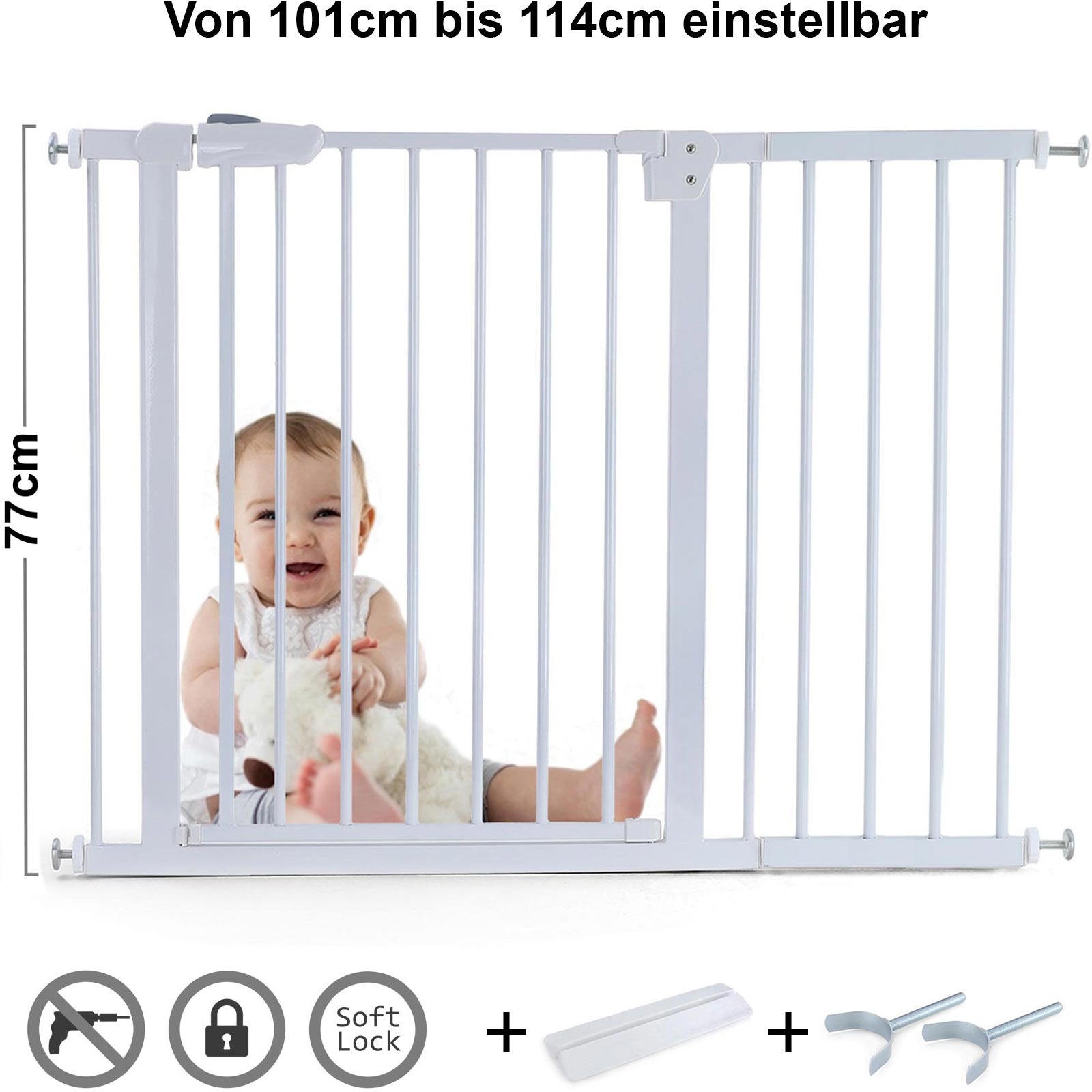 Traphek 101-114cm - Y houder - wit - 77cm hoog