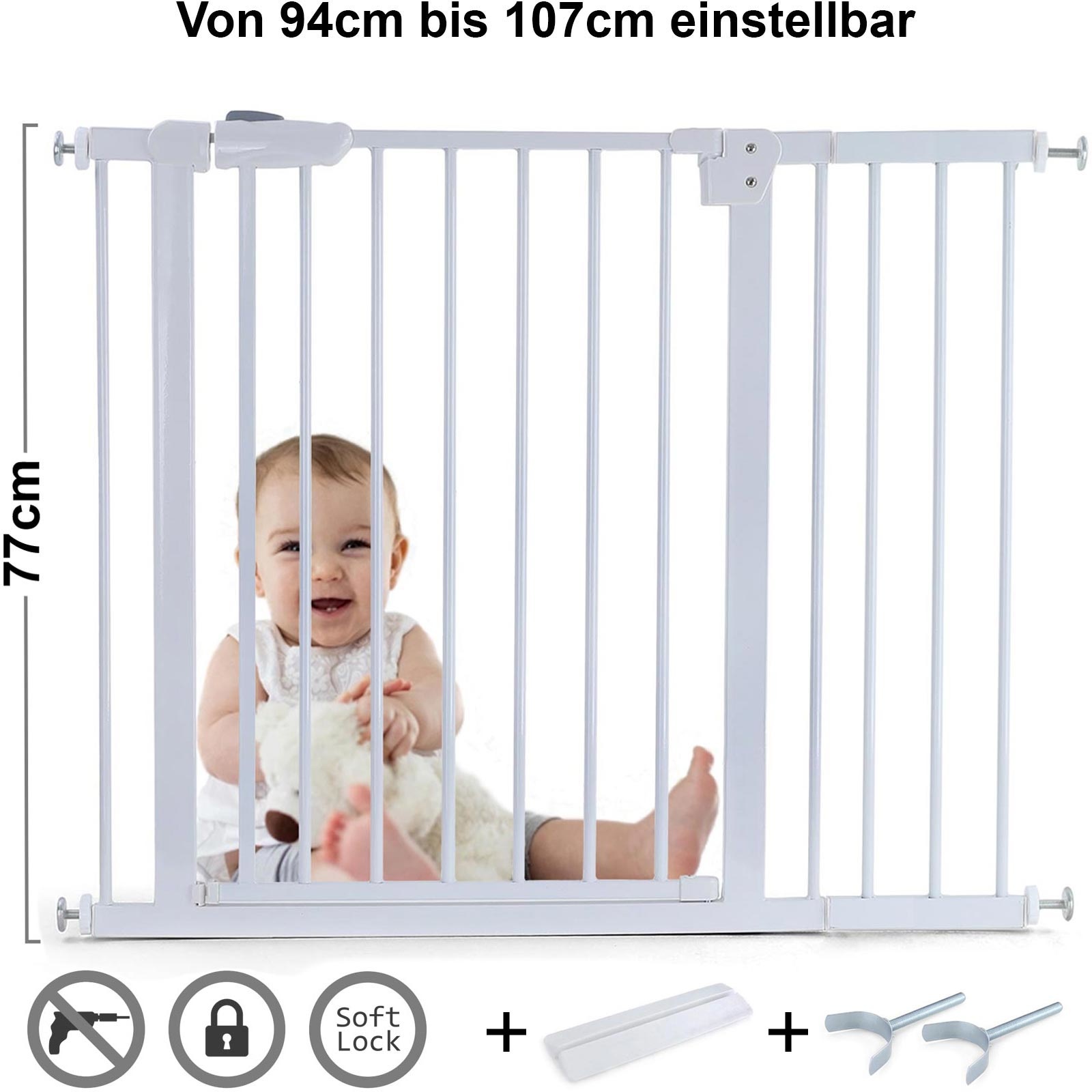 Traphek 94-107cm - Y houder - wit - 77cm hoog