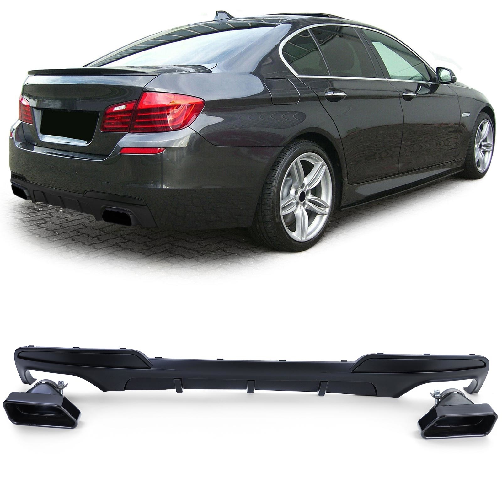 Achterdiffusor - BMW F10 F11 535 - Zwart Mat - Sportieve look