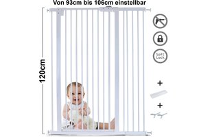 Traphek 93-106cm - metaal - wit - 120cm hoog