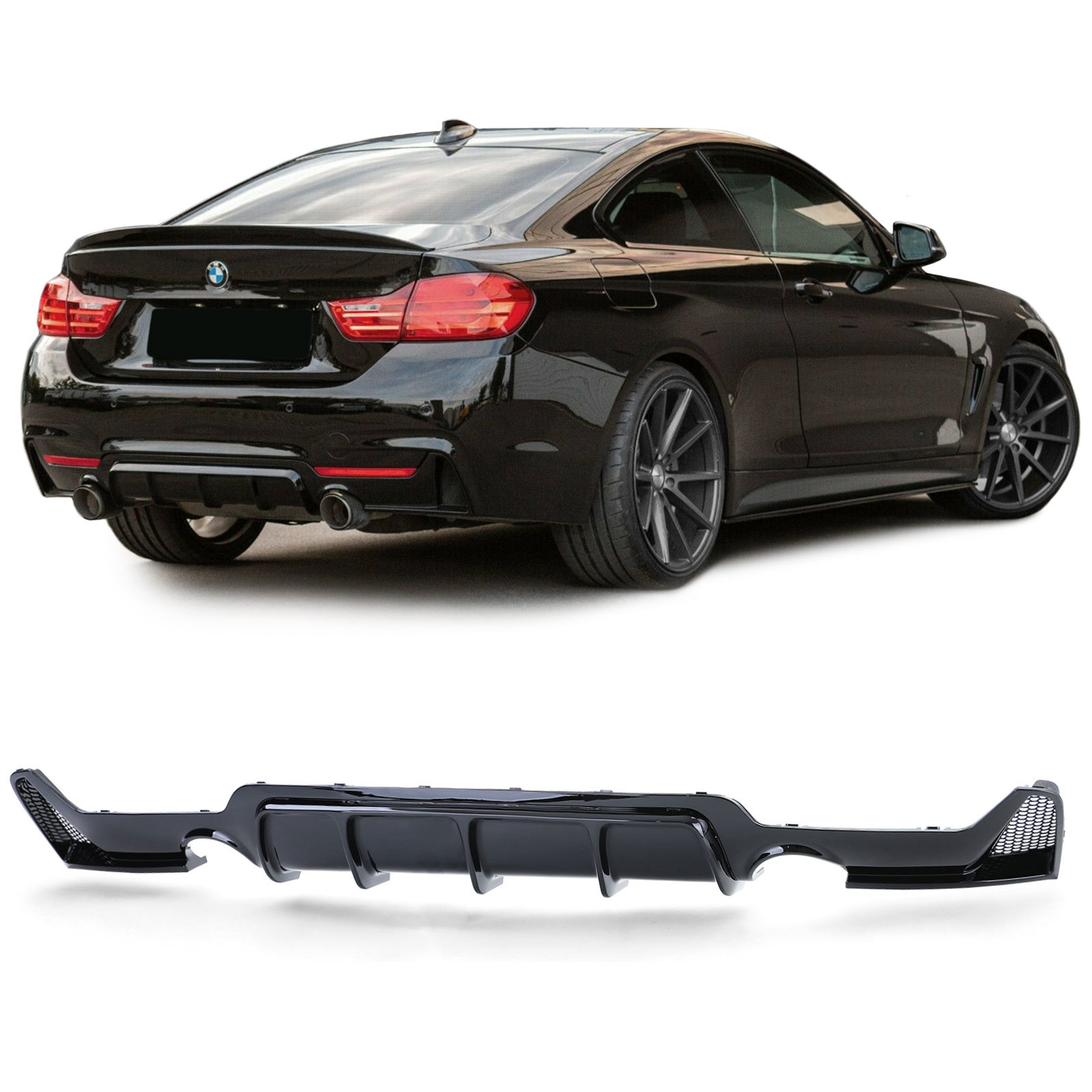 Achterdiffusor - BMW 4 Serie F32 F33 F36 - Zwarte glans - 100% passend