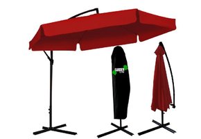 Gardenline - zweefparasol - met hoes - Ø 300x350 cm - rood