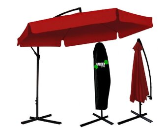 Gardenline - zweefparasol - met hoes - Ø 300x350 cm - rood
