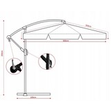 Gardenline - zweefparasol - met hoes - Ø 300x350 cm - rood