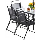Gardenline - tuinset - met parasol - opklapbare stoelen - zwart