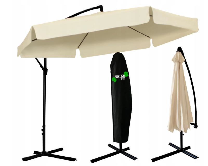 Gardenline - zweefparasol - met hoes - Ø 300x350 cm - beige