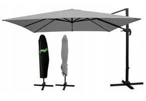 Gardenline - zweefparasol - met hoes - 300x300 cm - grijs