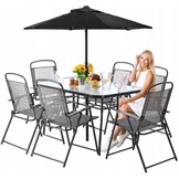 Gardenline - tuinset - met parasol - opklapbare stoelen - grijs
