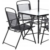 Gardenline - tuinset - met parasol - opklapbare stoelen - zwart