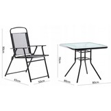 Gardenline - tuinset - met parasol - opklapbare stoelen - zwart