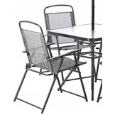 Gardenline - tuinset - met parasol - opklapbare stoelen - grijs