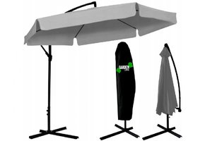 Gardenline - zweefparasol - met hoes - Ø 3 meter - grijs