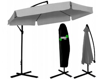 Gardenline - zweefparasol - met hoes - Ø 3 meter - grijs