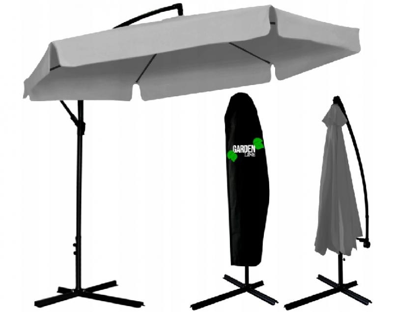 Gardenline - zweefparasol - met hoes - Ø 3 meter - grijs