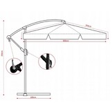 Gardenline - zweefparasol - met hoes - Ø 3 meter - grijs