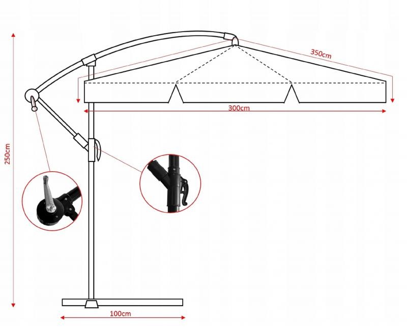 Gardenline - zweefparasol - met hoes - Ø 3 meter - grijs