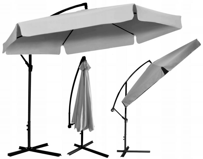 Gardenline - zweefparasol - met hoes - Ø 3 meter - grijs