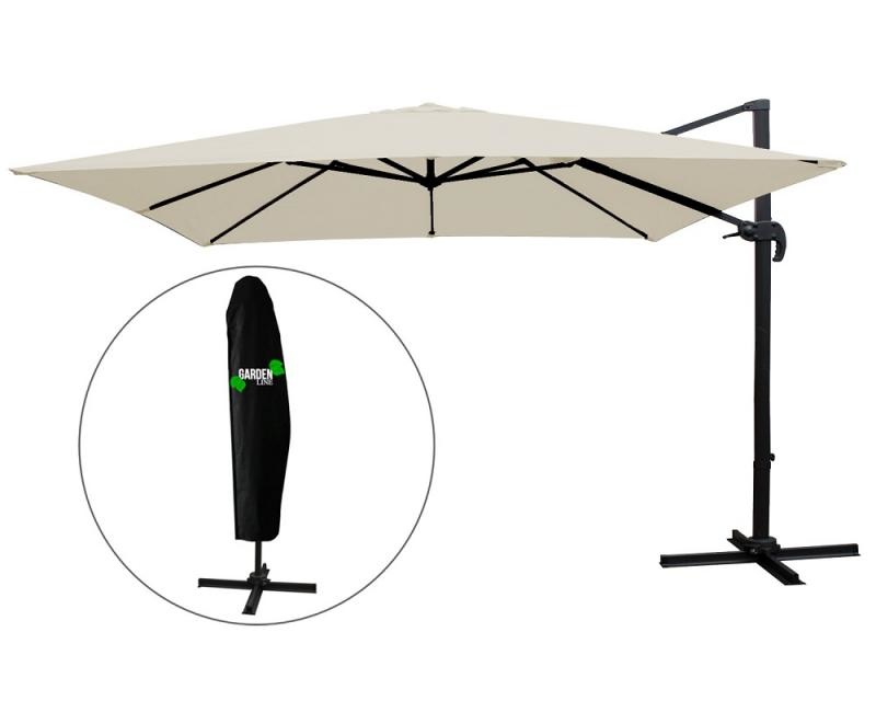 Gardenline - zweefparasol - met hoes - 2,5x2,5 m - grijs