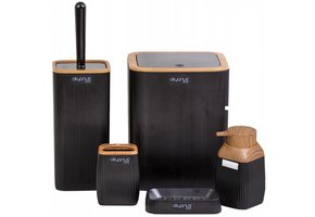 Badkamerset - toilet accessoires - stevig - 5-delig - zwart hout