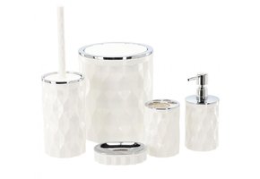Badkamerset - toilet accessoires - stevig - 5-delig - zilver wit