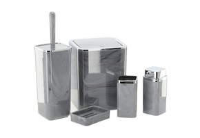 Badkamerset - toilet accessoires - stevig - 5-delig - zilver