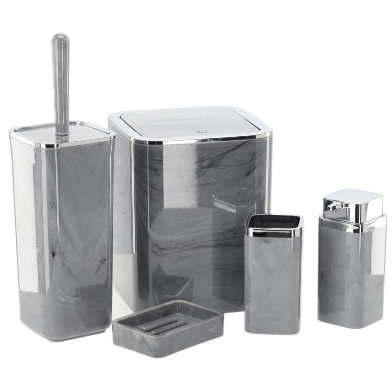 Badkamerset - toilet accessoires - stevig - 5-delig - zilver