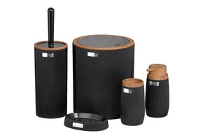 Badkamerset - toilet accessoires - stevig - 5-delig - zwart hout