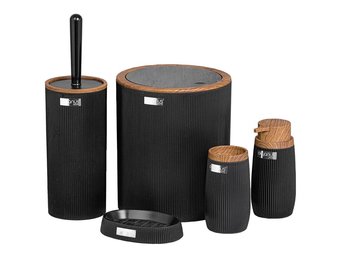 Badkamerset - toilet accessoires - stevig - 5-delig - zwart hout