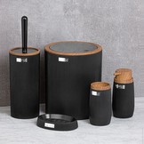 Badkamerset - toilet accessoires - stevig - 5-delig - zwart hout