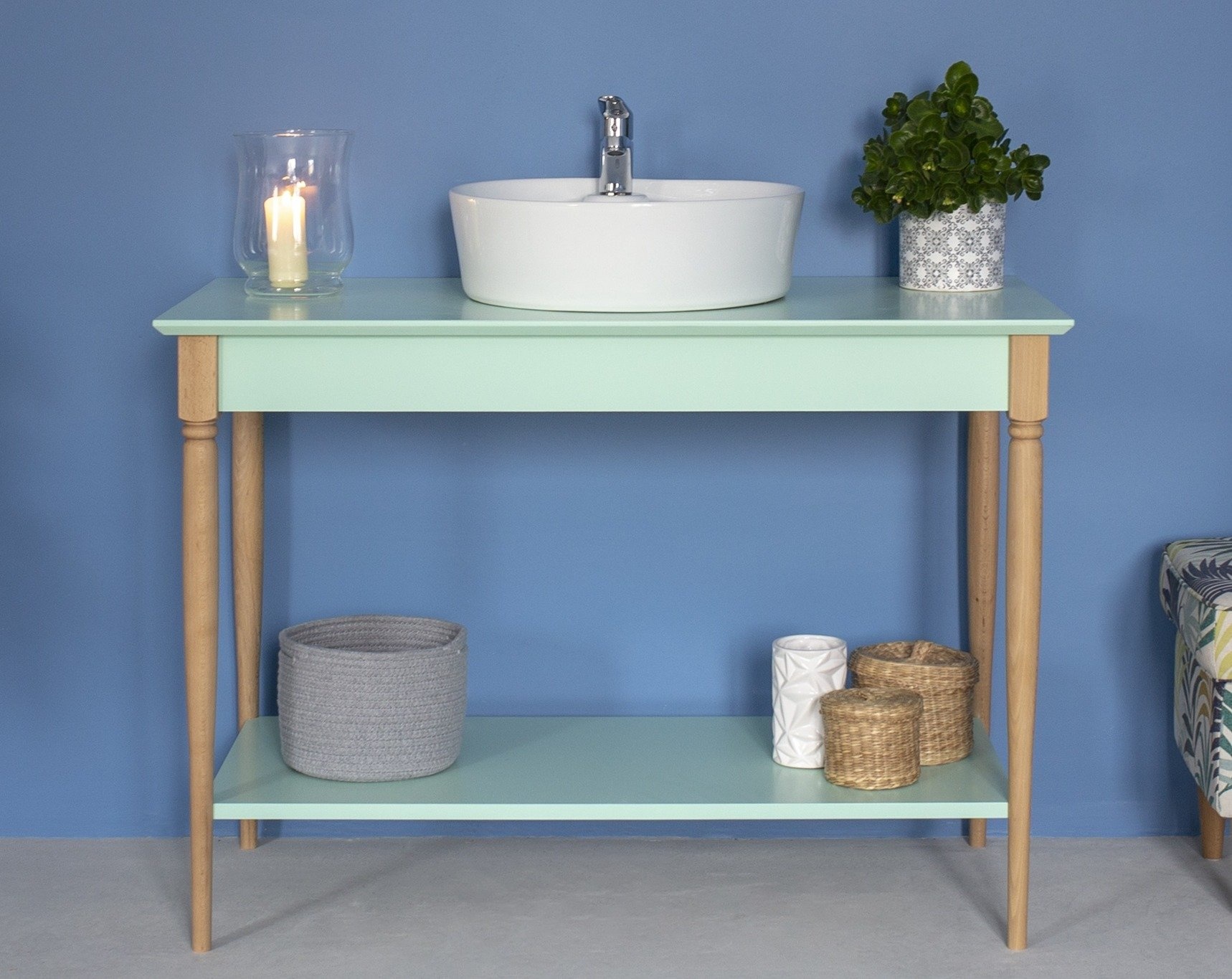 Mamo Marineblauwe Open Wastafel | 105cm breed, FSC Functies & 1 plank