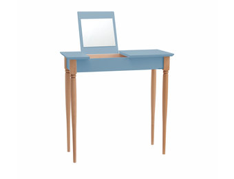 Mamo kaptafel met spiegel, zacht blauw, beukenhouten poten - 65x35x74cm