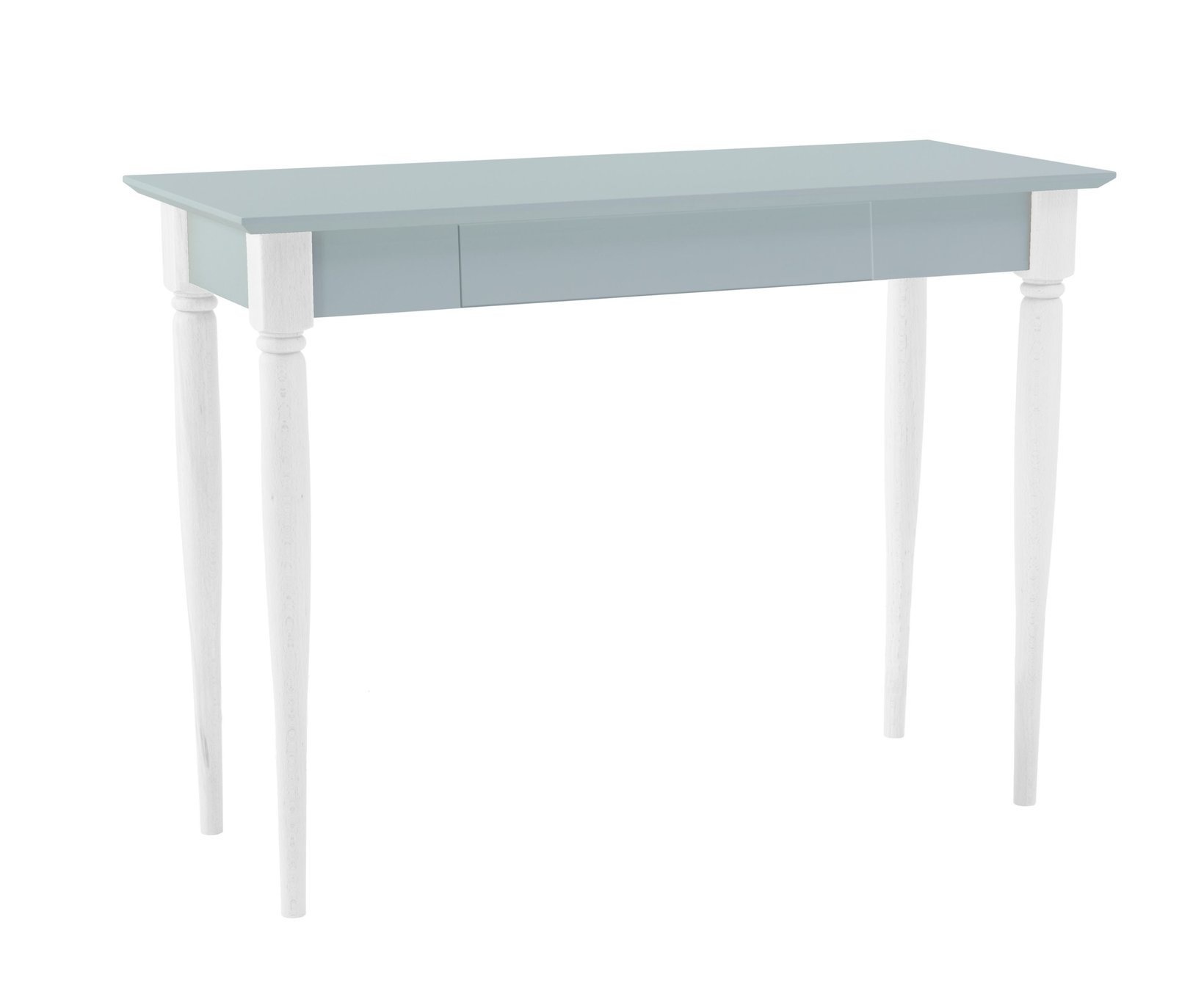 Mamo lichtgrijze schrijftafel van beukenhout en MDF - 105x50x74cm, FSC-gecertificeerd met witte poten en opberger