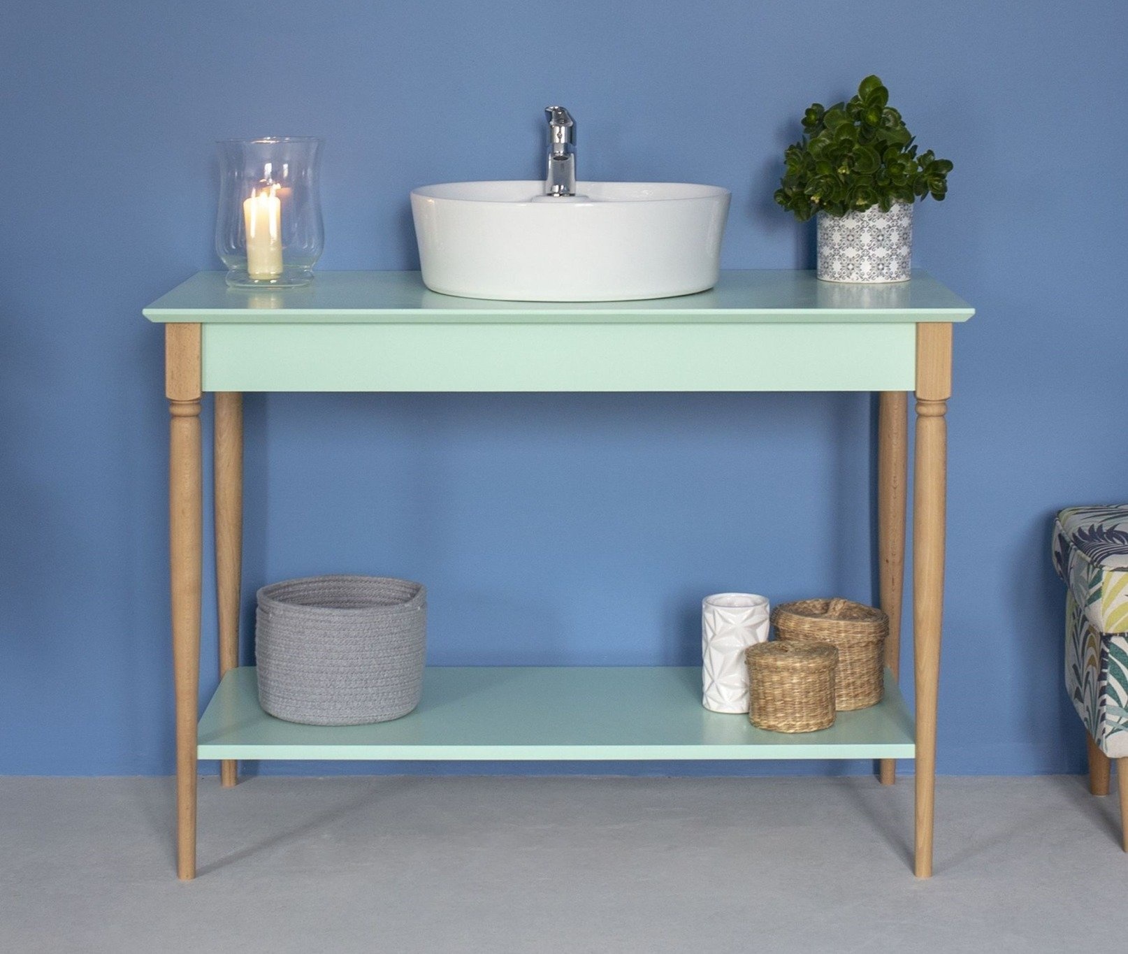 Mamo Open Wastafel in Levend Koraal, 85cm Breed met Beukenhout & MDF Plank - FSC Gecertificeerd
