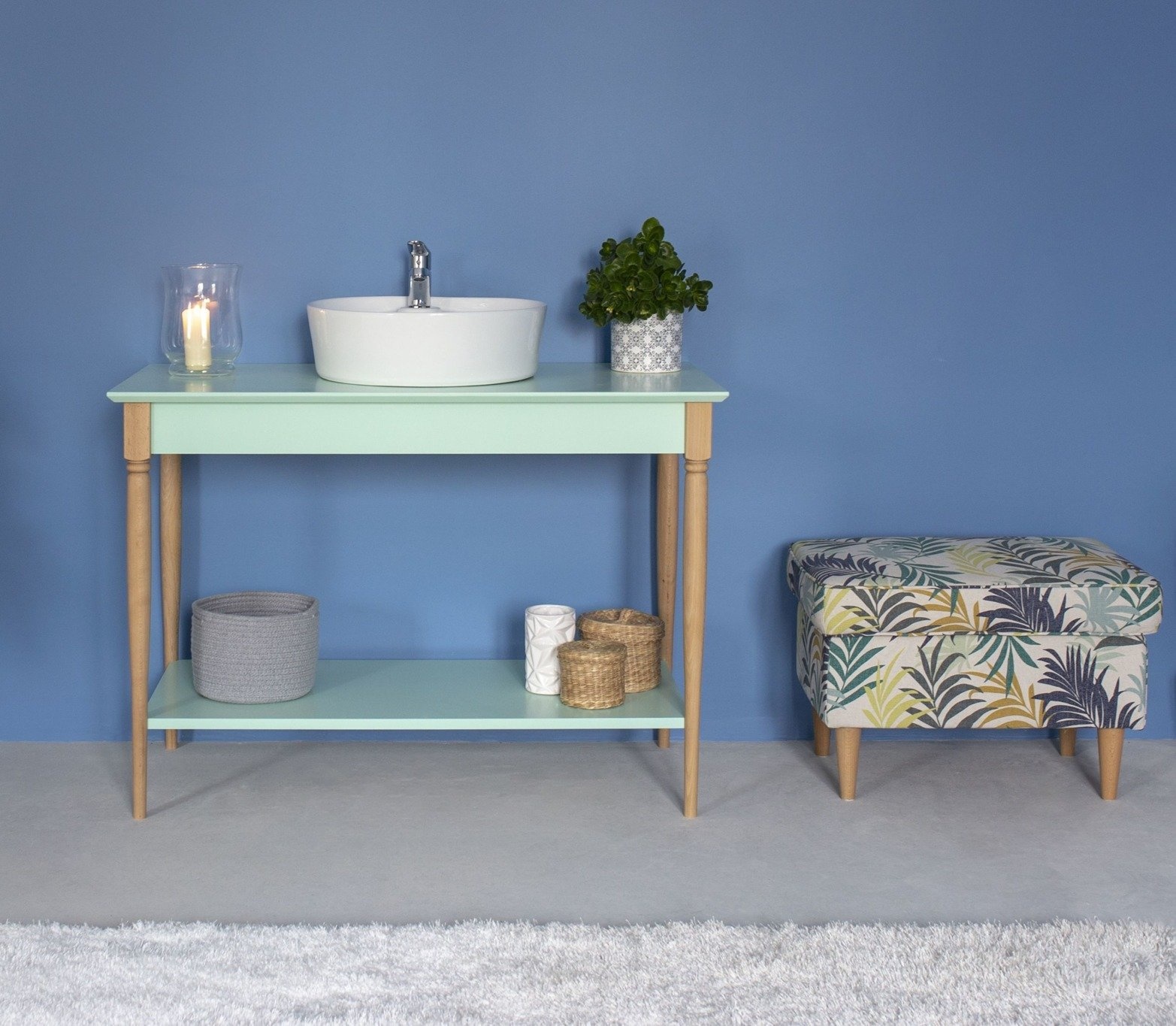 Mamo Open Wastafel in Levend Koraal, 85cm Breed met Beukenhout & MDF Plank - FSC Gecertificeerd