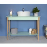 Mamo Open Wastafel | 85cm Breedte | Licht Turkoois Kleur | Beukenhout & MDF