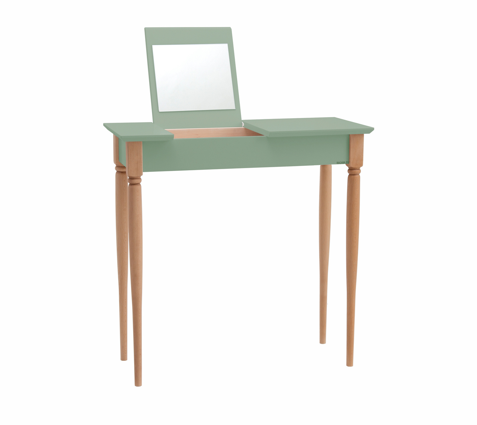 Mamo kaptafel met spiegel, saliegroen en natuurlijk beukenhout, FSC gecertificeerd