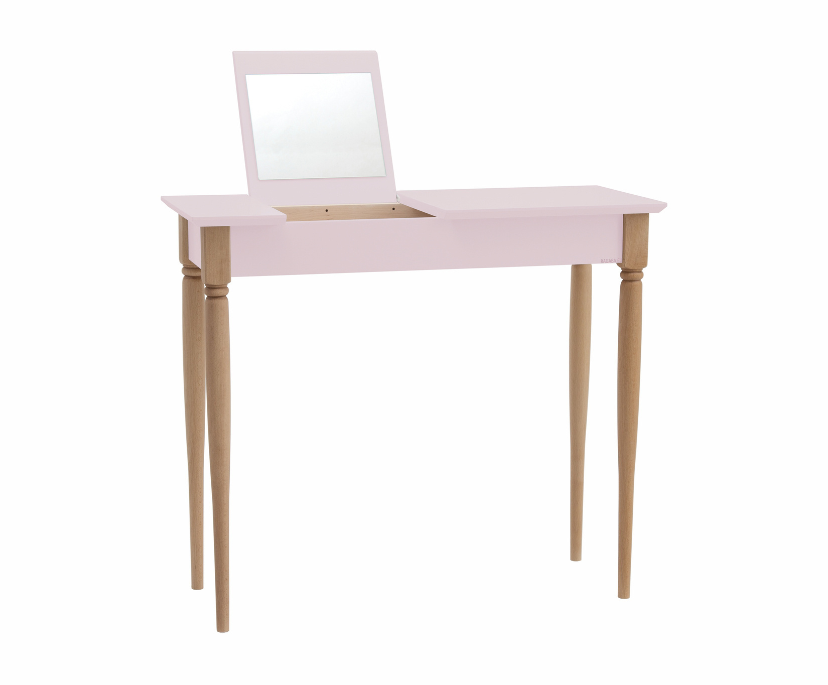 Mamo Roze Kaptafel met Spiegel, FSC-gecertificeerd en beukenhouten poten - 65x35x74cm