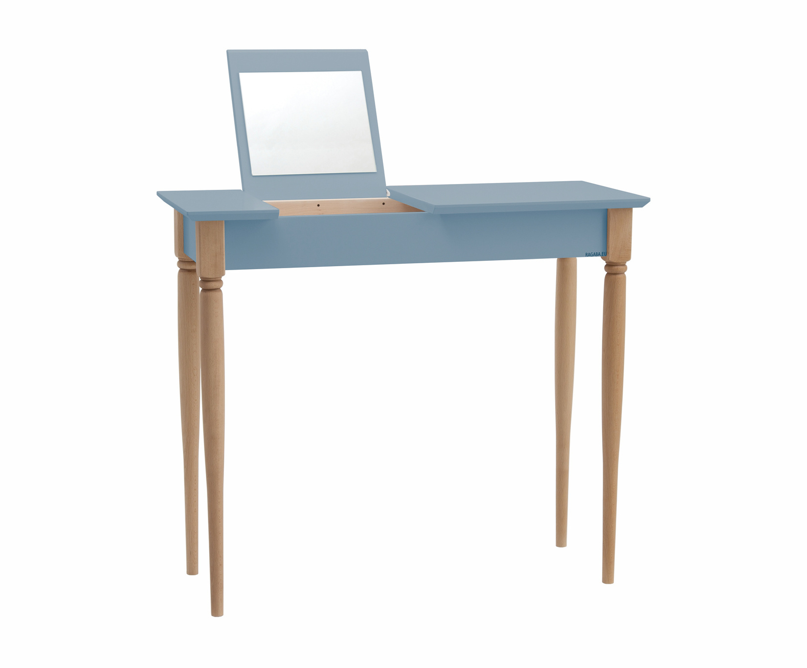 Mamo Kaptafel met Spiegel | Natuurlijk Beukenhouten Poten | Zachte Blauwe Kleur