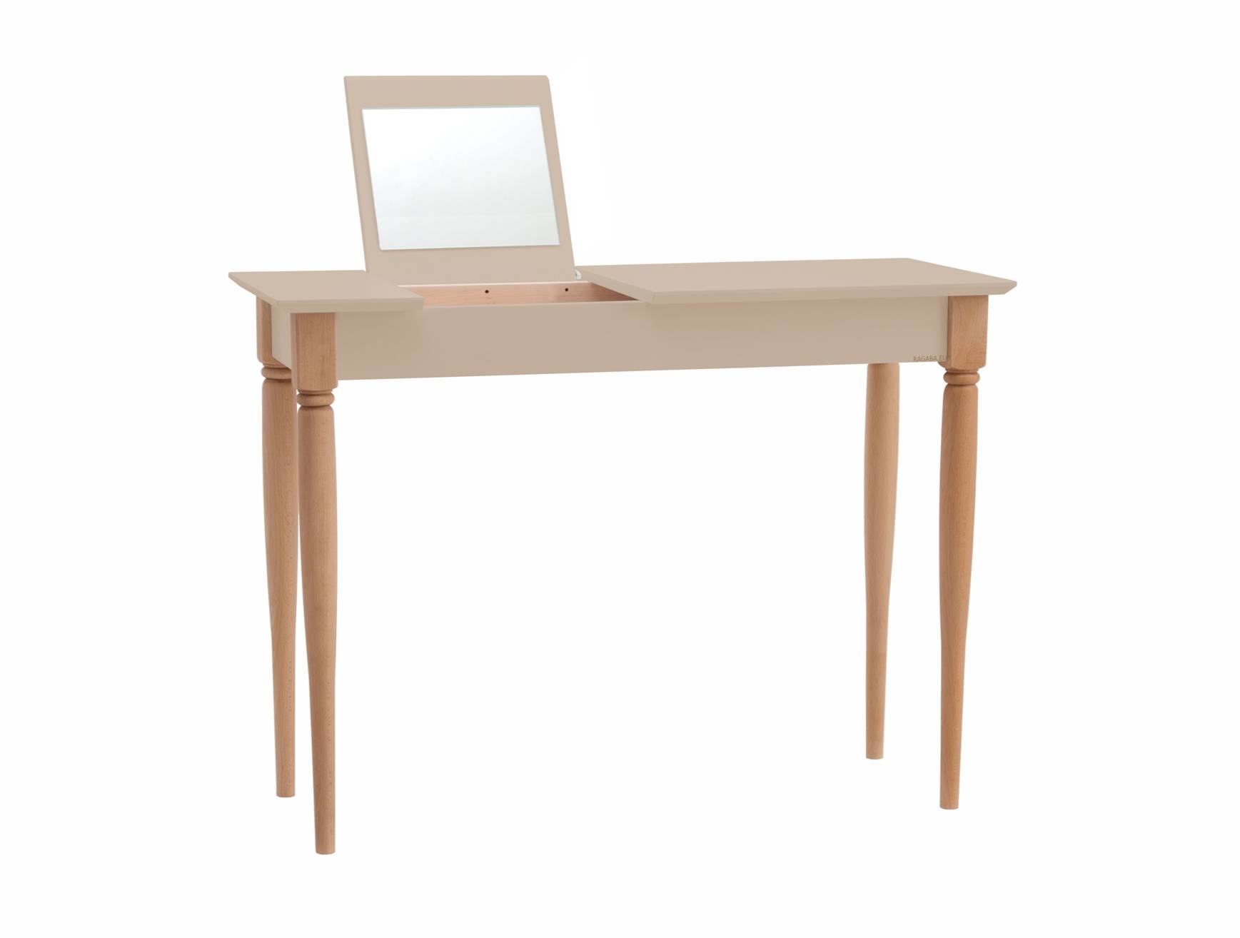 Mamo kaptafel met spiegel in bruin beige en natuurlijk beukenhout - FSC-gecertificeerd