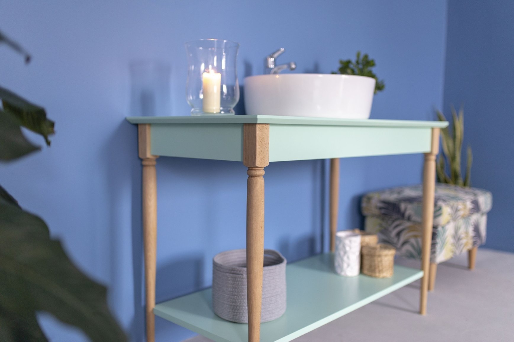 Mamo Open Wastafel 65cm Breedte | Beukenhout & MDF | Lichte Turkoois Kleur