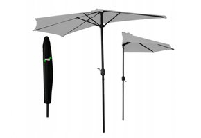 Gardenline - parasol - balkon parasol - halve parasol - ⌀2.7 m - grijs