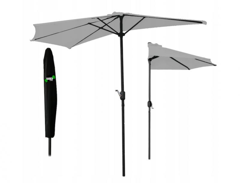 Gardenline - parasol - balkon parasol - halve parasol - ⌀2.7 m - grijs