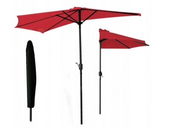 Gardenline - parasol - balkon parasol - halve parasol - ⌀27 m - rood